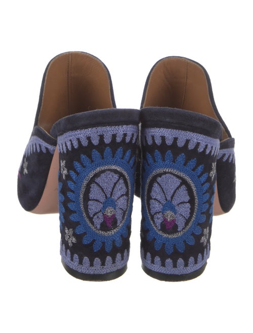 Aquazzura Suede Floral Print Mules