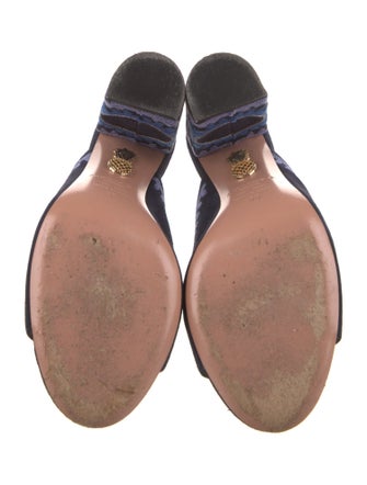 Aquazzura Suede Floral Print Mules