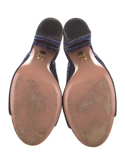 Aquazzura Suede Floral Print Mules