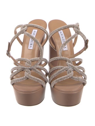 Aquazzura Leather Crystal Embellishments Sandals