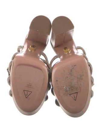 Aquazzura Leather Crystal Embellishments Sandals