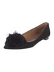 Aquazzura Suede Pom-Pom Embellishments Flats