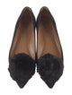 Aquazzura Suede Pom-Pom Embellishments Flats