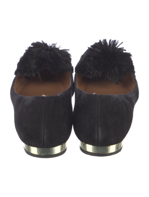 Aquazzura Suede Pom-Pom Embellishments Flats