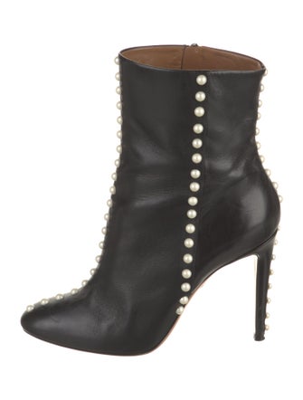 Aquazzura Leather Studded Accents Lace-Up Boots