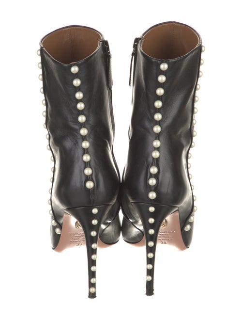 Aquazzura Leather Studded Accents Lace-Up Boots