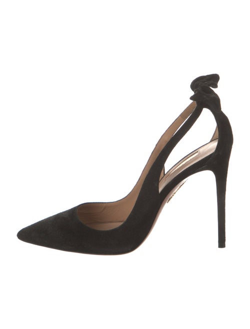 Aquazzura Suede Bow Accents Slingback Pumps