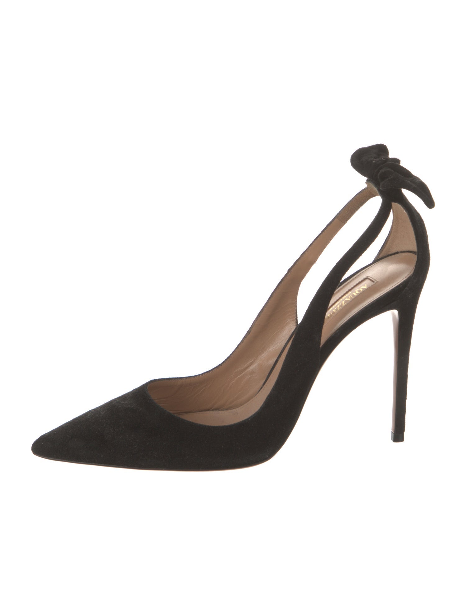 Aquazzura Suede Bow Accents Slingback Pumps