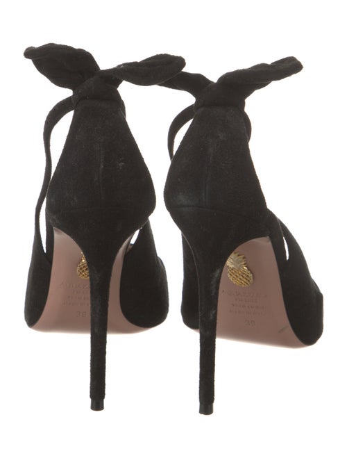 Aquazzura Suede Bow Accents Slingback Pumps