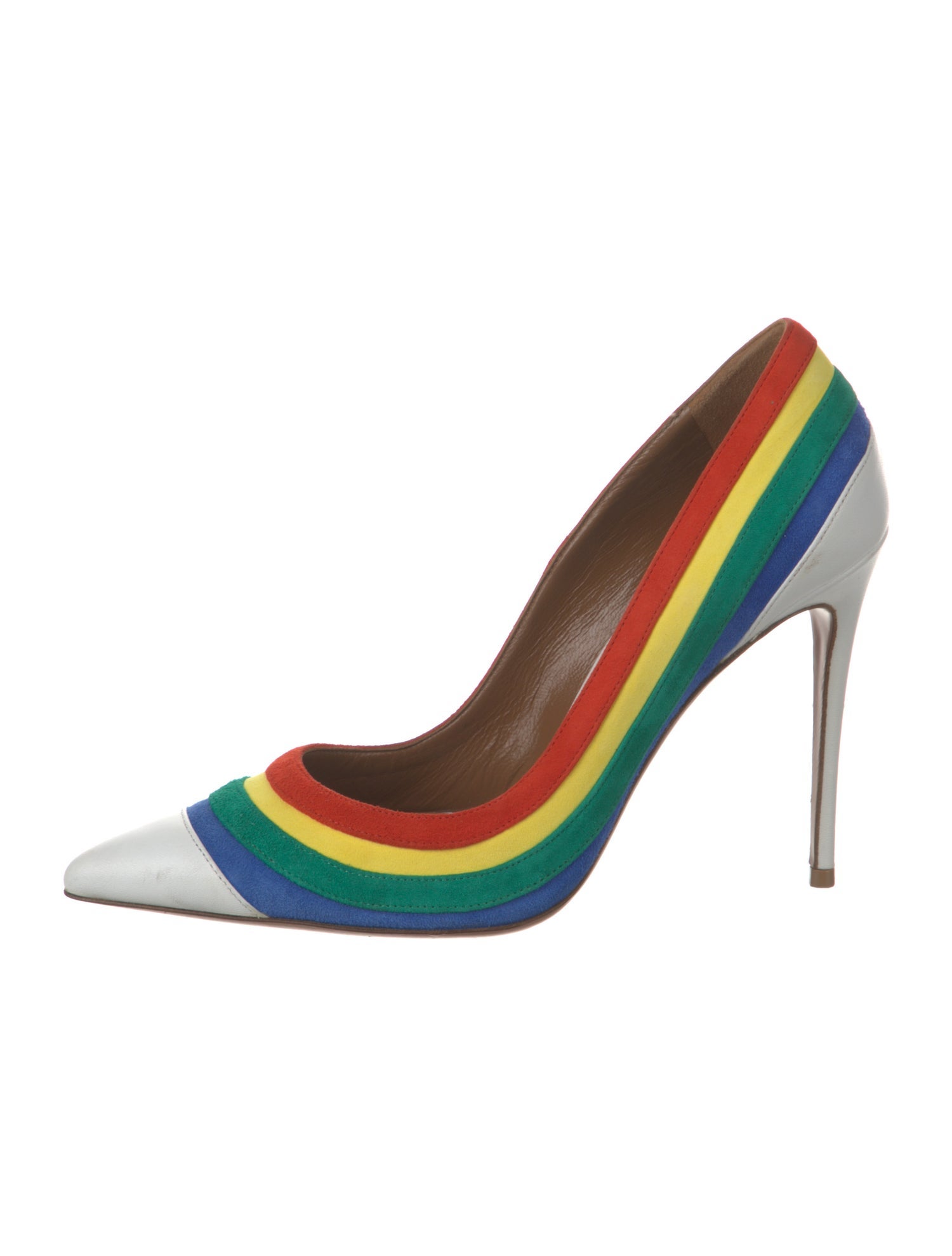 Aquazzura Suede Colorblock Pattern Pumps