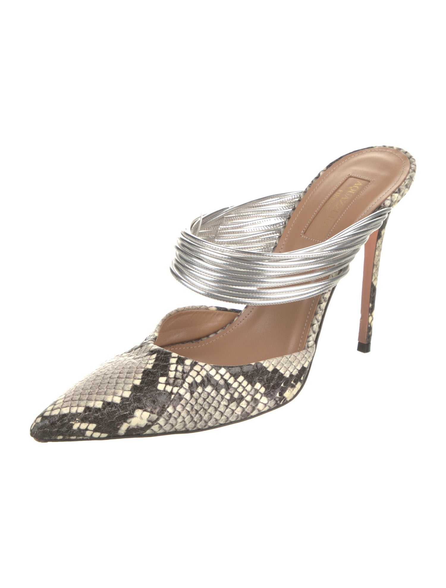 Aquazzura Snakeskin Animal Print Mules