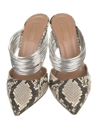 Aquazzura Snakeskin Animal Print Mules