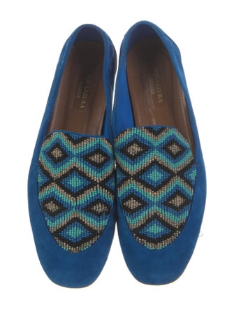 Aquazzura Suede Beaded Accents Loafers