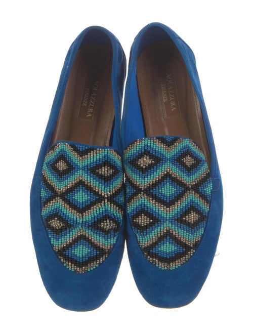 Aquazzura Suede Beaded Accents Loafers