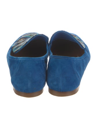 Aquazzura Suede Beaded Accents Loafers
