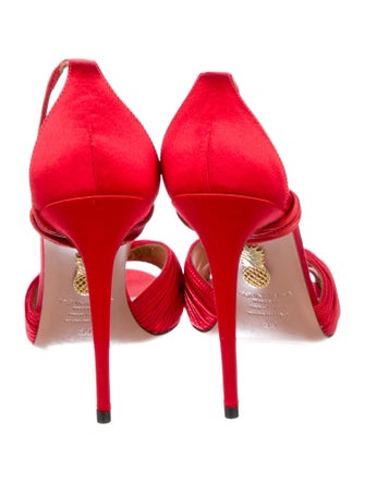 Aquazzura Satin Leather Trim Embellishment Sandals