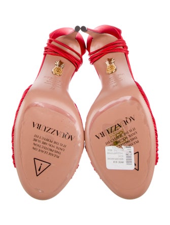 Aquazzura Satin Leather Trim Embellishment Sandals