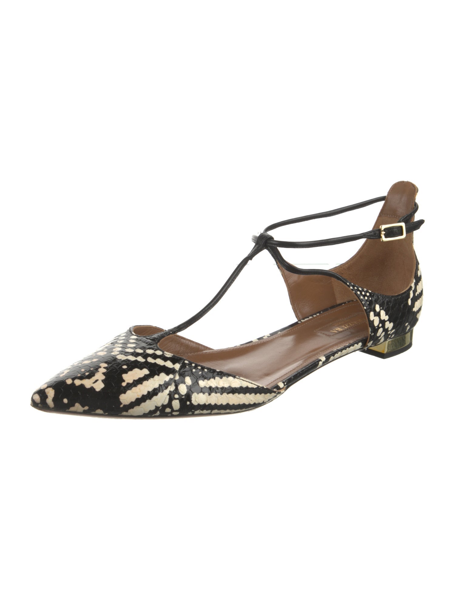 Aquazzura Snakeskin Animal Print D'Orsay Flats
