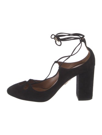 Aquazzura Suede T-Strap Pumps