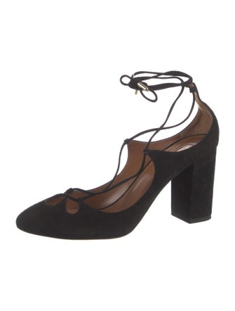 Aquazzura Suede T-Strap Pumps