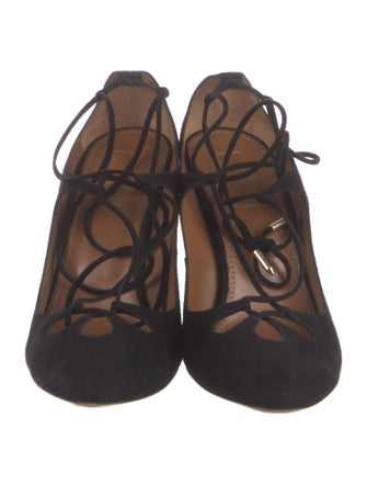 Aquazzura Suede T-Strap Pumps