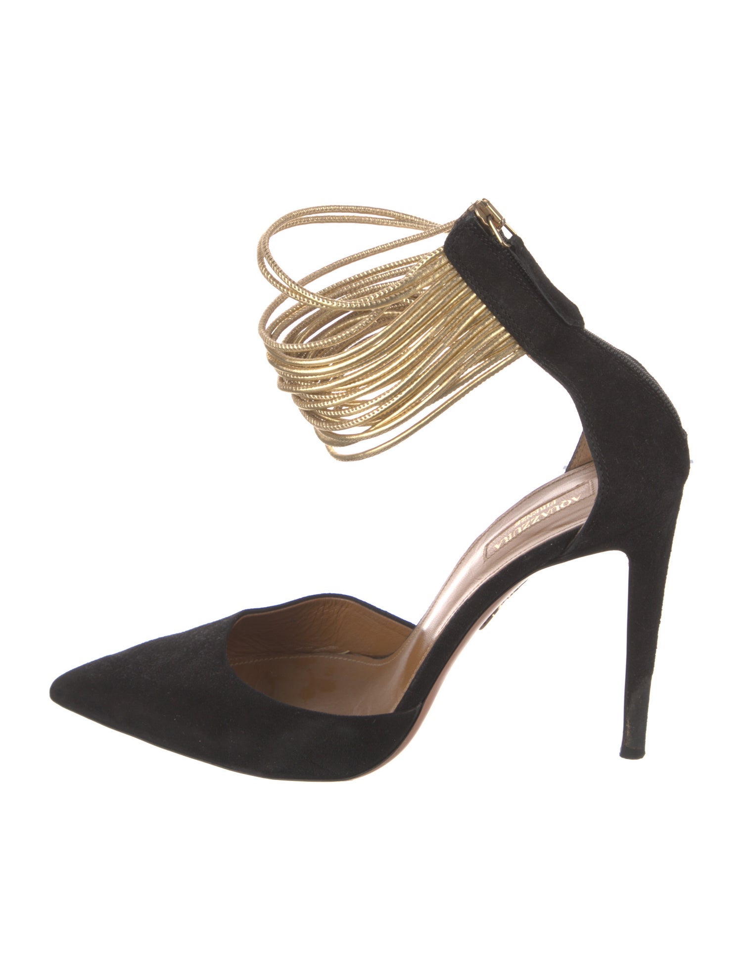 Aquazzura Suede Colorblock Pattern D'Orsay Pumps
