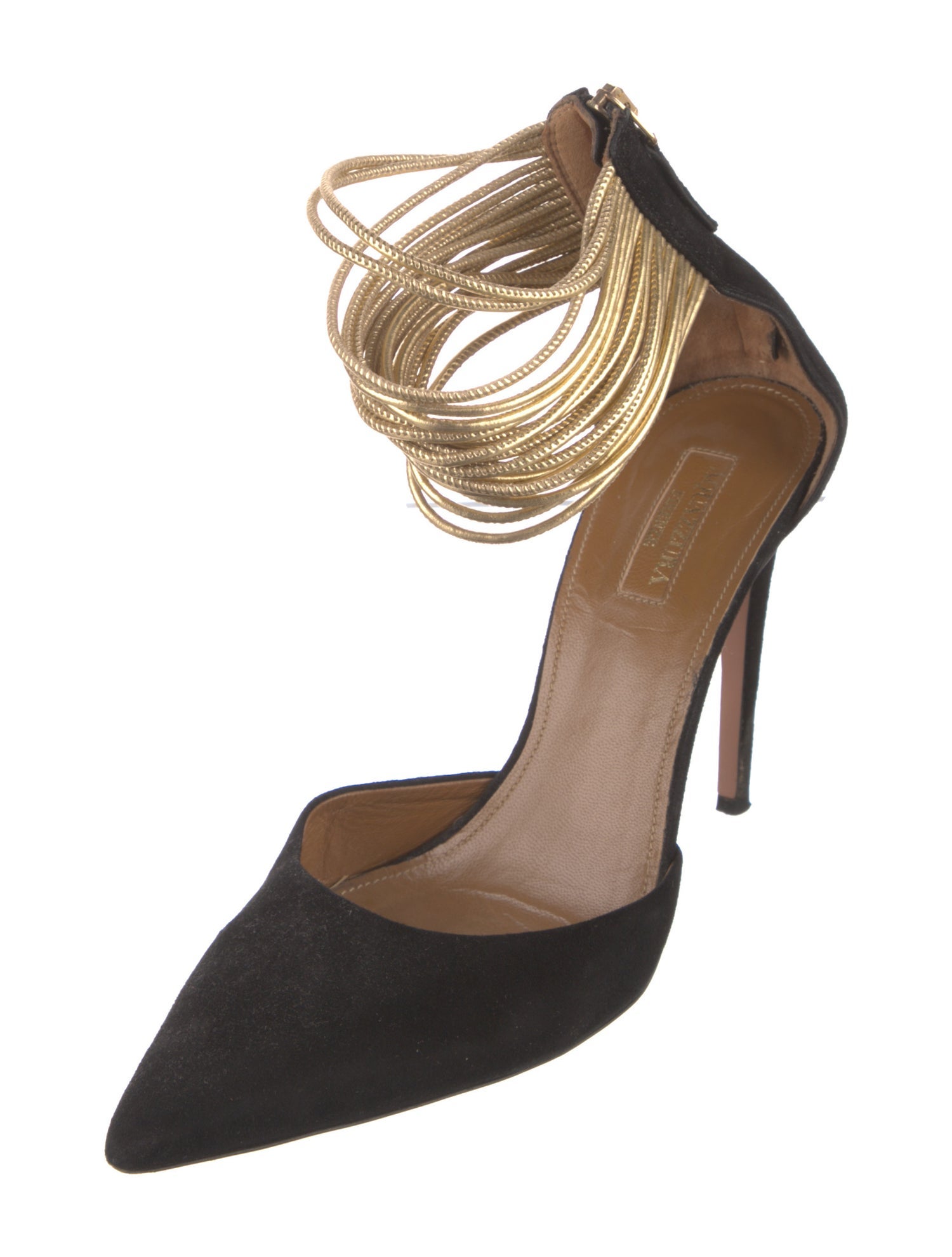 Aquazzura Suede Colorblock Pattern D'Orsay Pumps