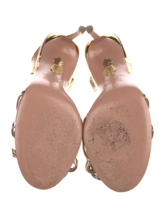 Aquazzura Leather Bow Accents Slingback Sandals