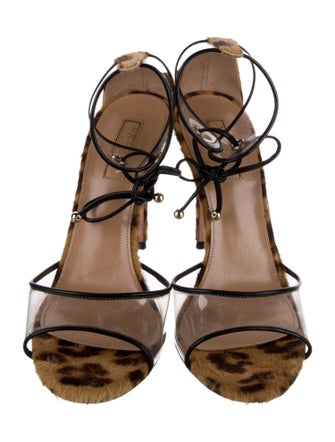 Aquazzura Ponyhair Animal Print Sandals
