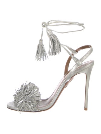 Aquazzura Leather Tassel Accents Sandals