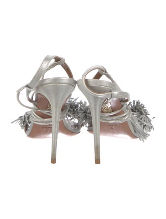 Aquazzura Leather Tassel Accents Sandals