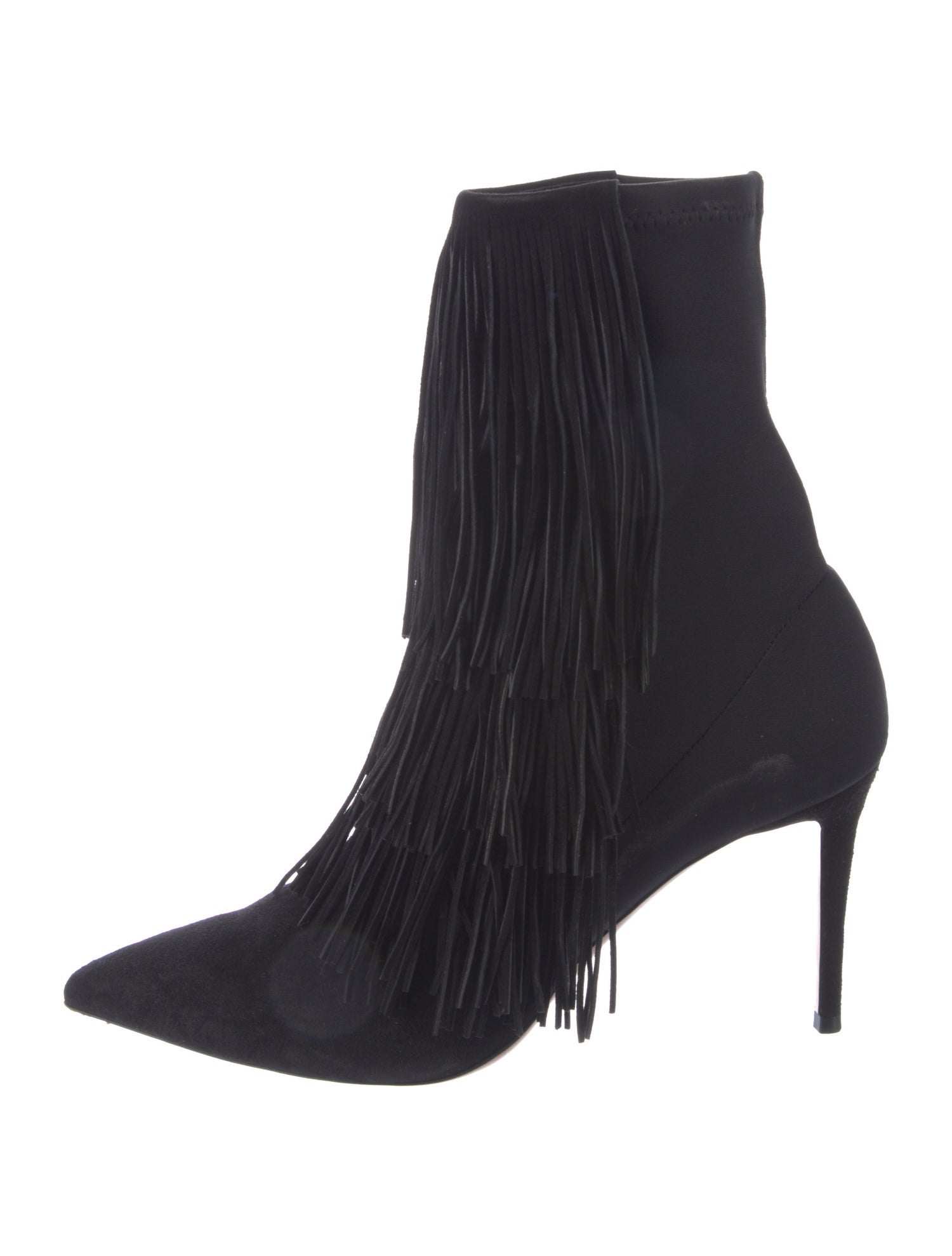 Aquazzura Suede Fringe Trim Accent Sock Boots