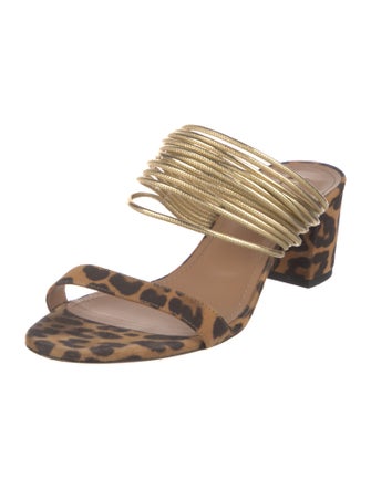 Aquazzura Suede Printed Slides
