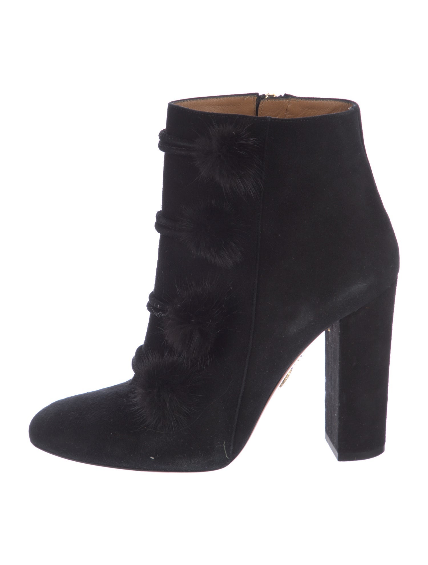 Aquazzura Suede Fur Trim Lace-Up Boots
