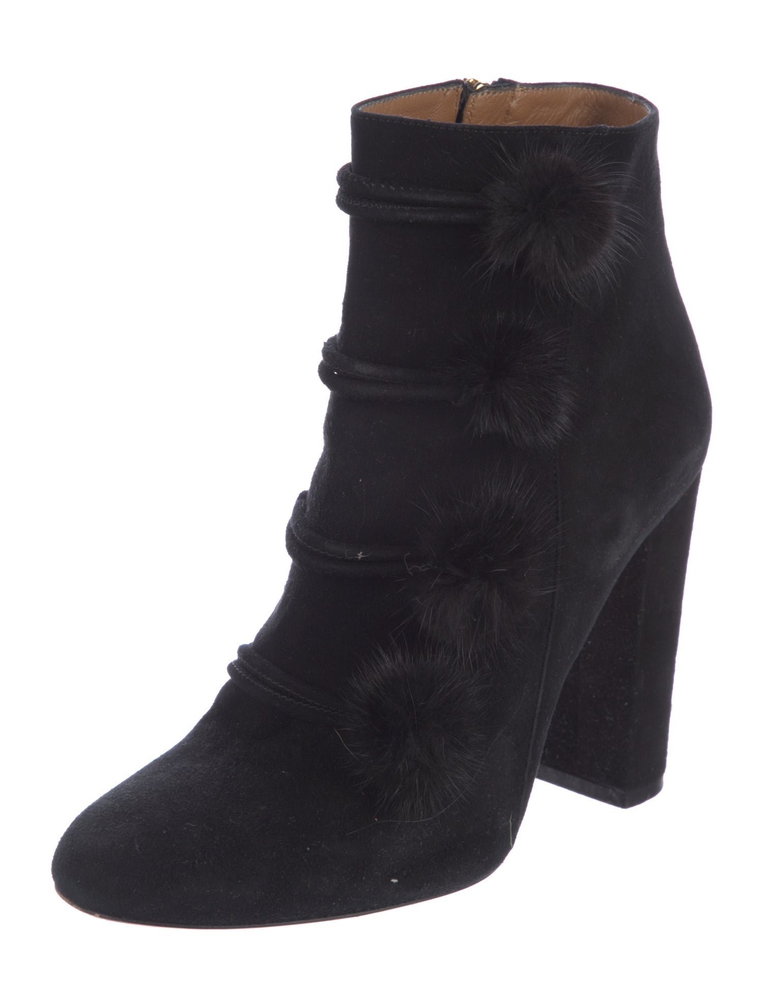 Aquazzura Suede Fur Trim Lace-Up Boots