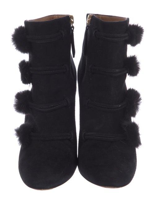 Aquazzura Suede Fur Trim Lace-Up Boots