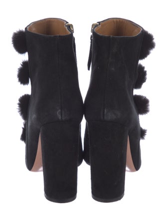 Aquazzura Suede Fur Trim Lace-Up Boots