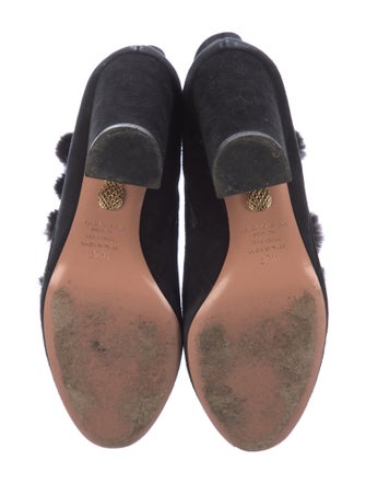 Aquazzura Suede Fur Trim Lace-Up Boots
