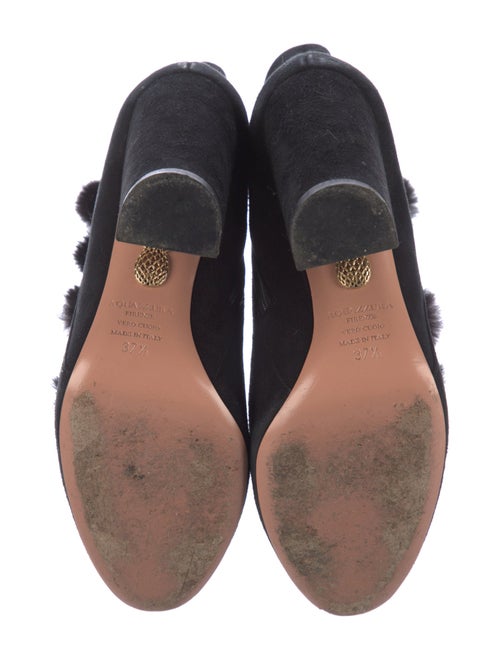 Aquazzura Suede Fur Trim Lace-Up Boots