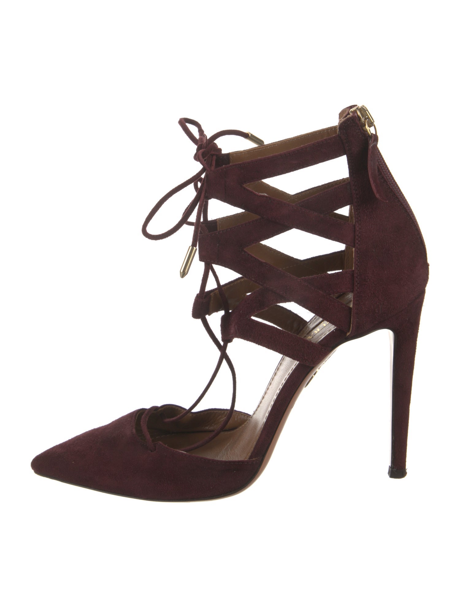 Aquazzura Suede T-Strap Pumps