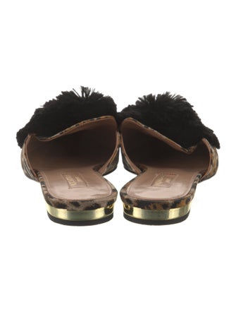 Aquazzura Floral Print Pom-Pom Embellishments Mules