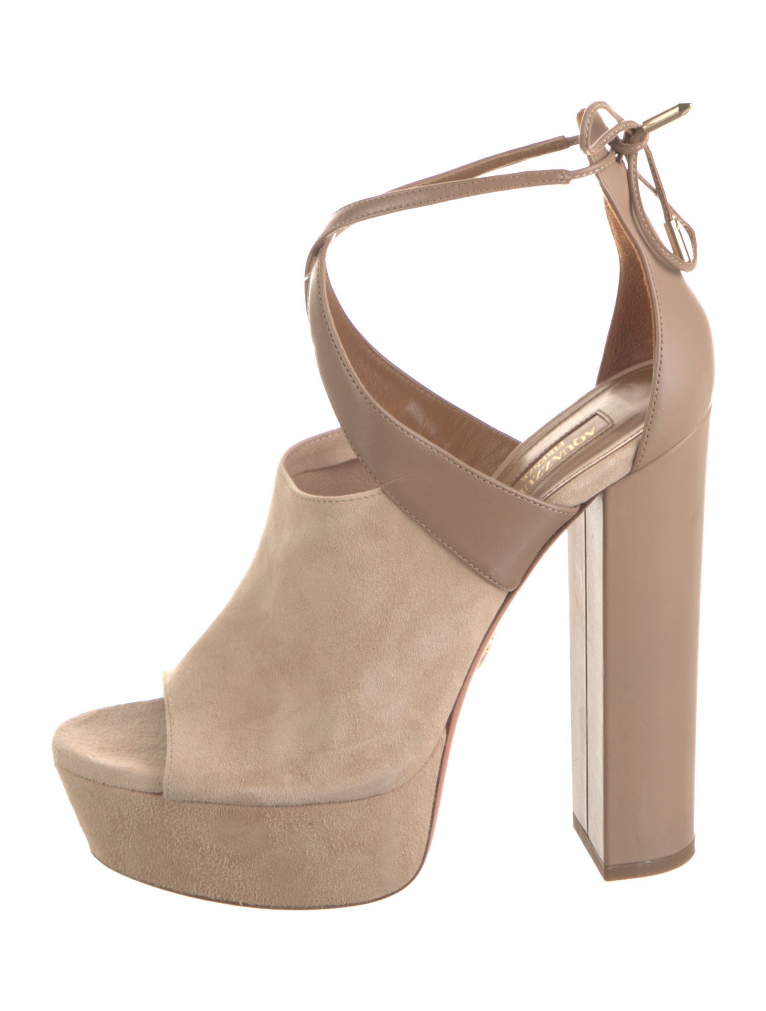 Aquazzura Suede Colorblock Pattern Sandals