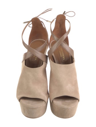 Aquazzura Suede Colorblock Pattern Sandals