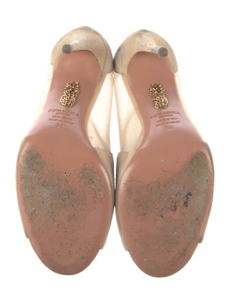 Aquazzura Suede Mesh Accents T-Strap Sandals