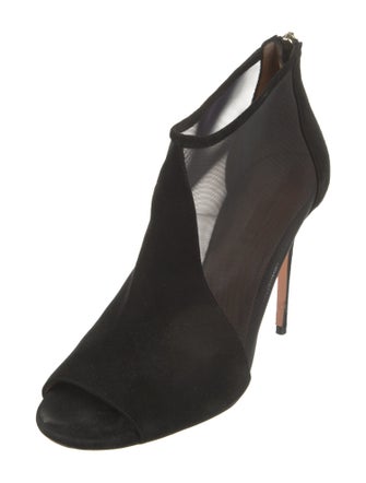 Aquazzura Suede Mesh Accents Mules