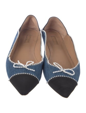 Aquazzura Denim Colorblock Pattern Ballet Flats