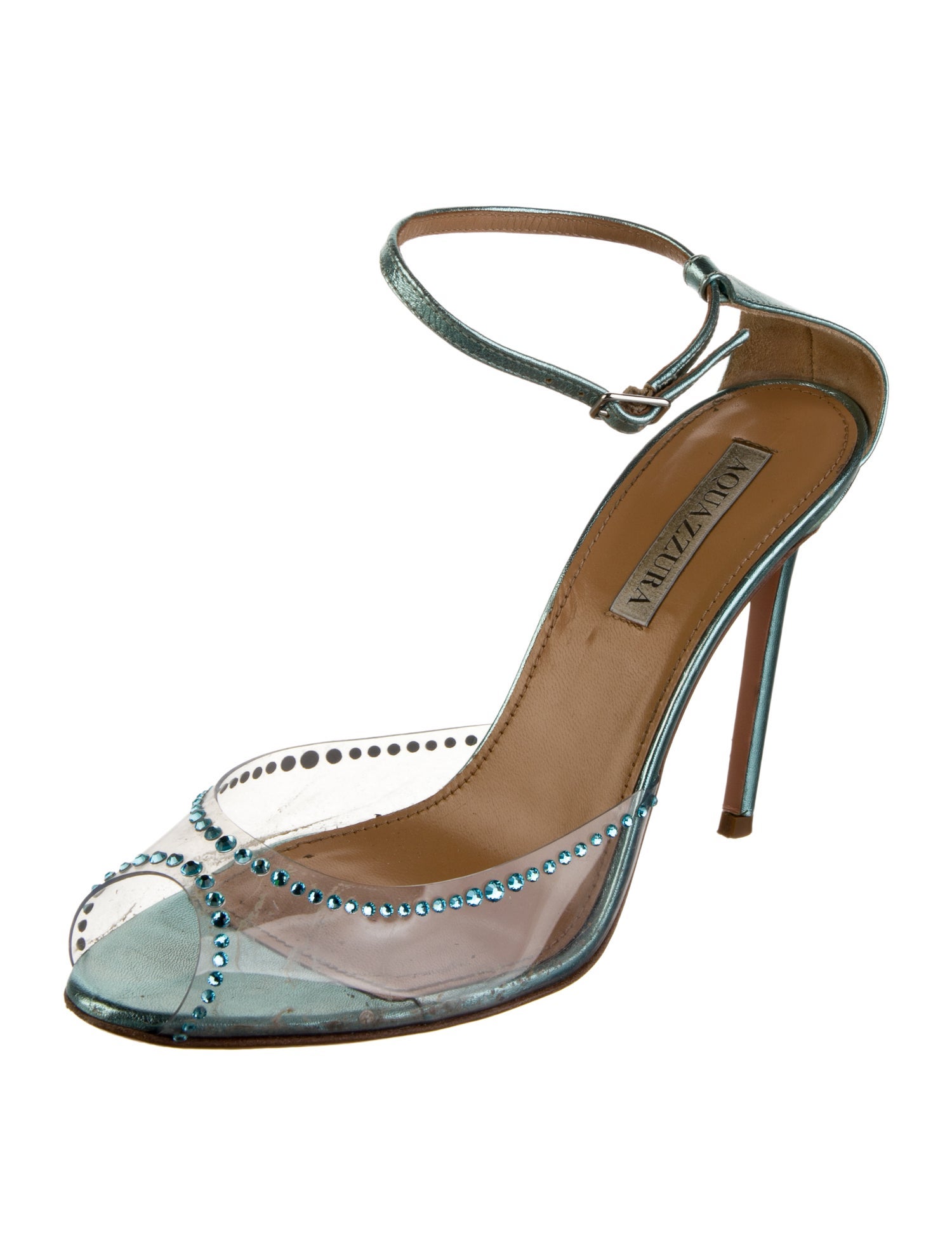 Aquazzura Leather Crystal Embellishments Pumps
