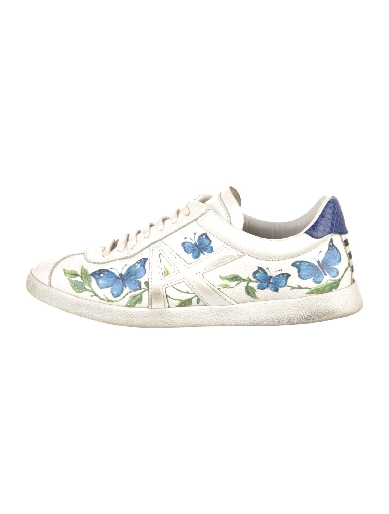 Aquazzura Leather Floral Print Sneakers