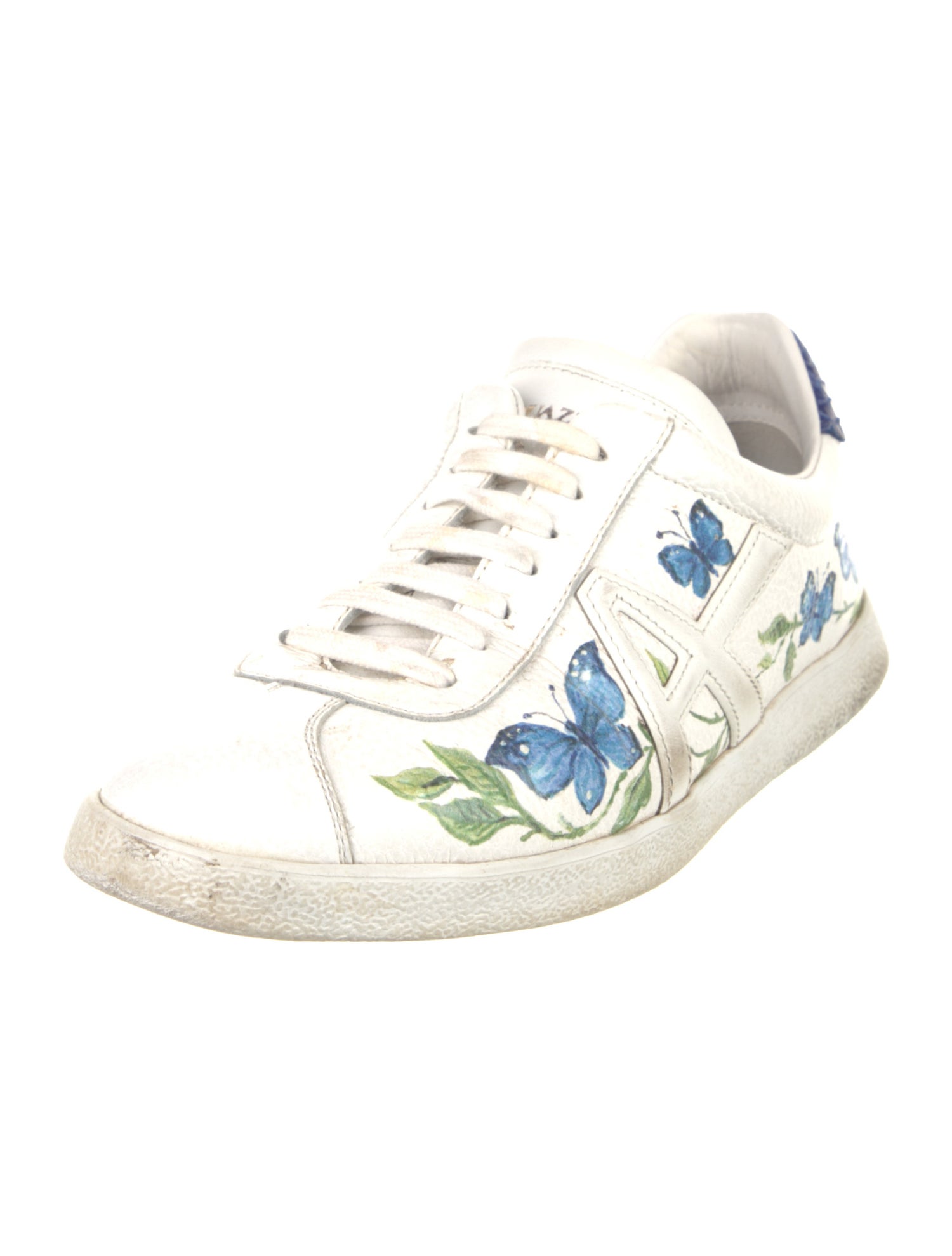 Aquazzura Leather Floral Print Sneakers