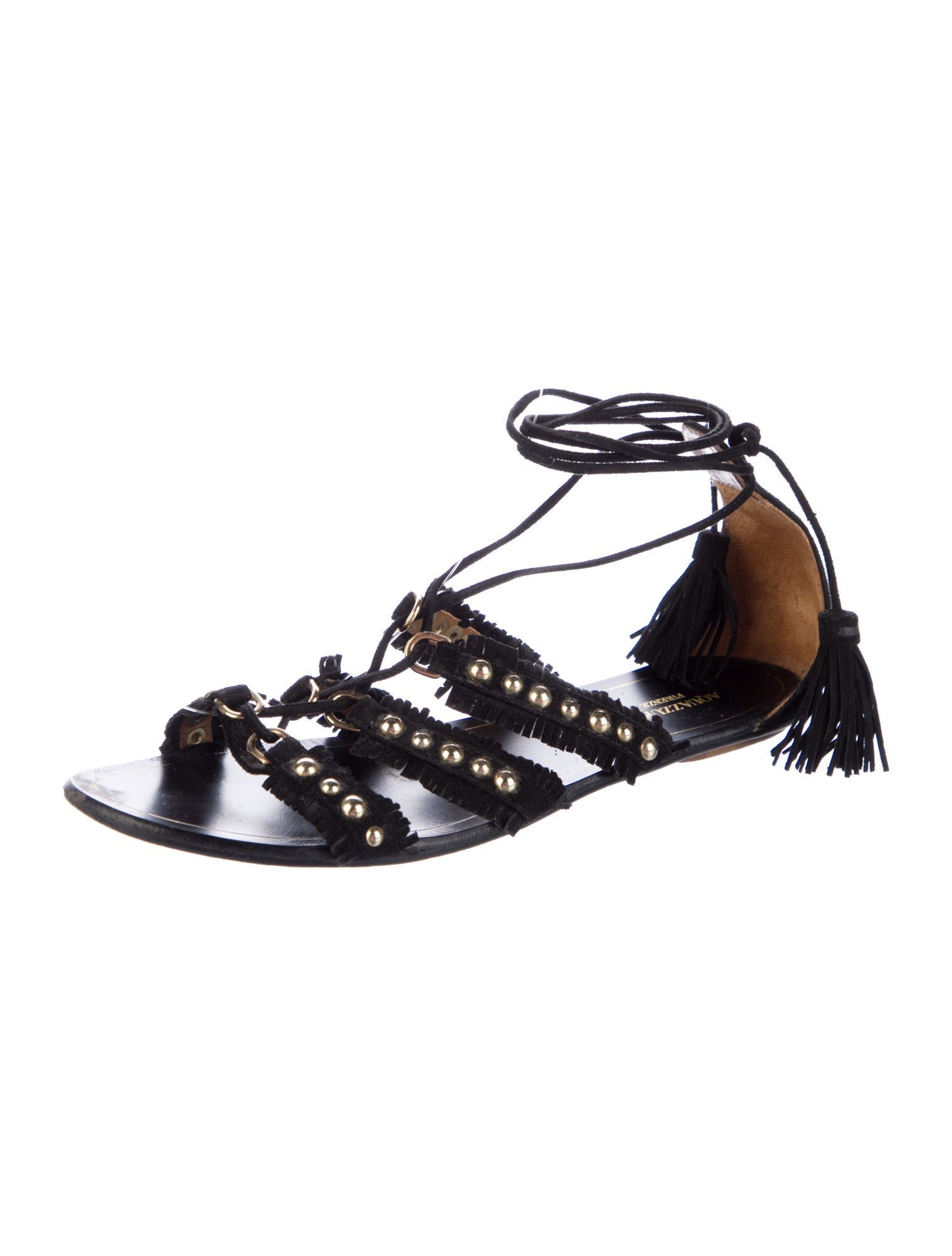 Aquazzura Suede Studded Accents Gladiator Sandals